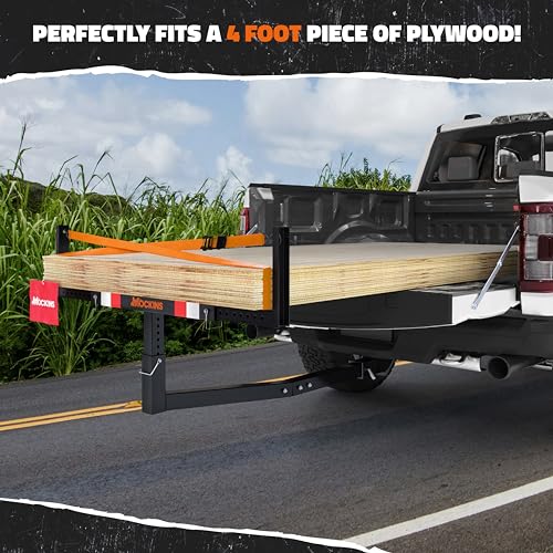 Mockins 2in1 Design 750lb Cap. Truck Bed Extender Hitch Mount & Ratchet Straps Heavy Duty