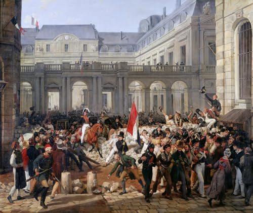 Toile Paysage Vernet d'Orléans quitte le Palais Tableau Décoration Salon Moderne 60x90cm