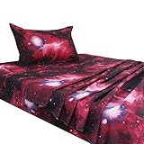 PiccoCasa Galaxy Bed Sheet Set,3 Piece Soft Polyester Microfiber Bedding Set,Including 3D Space Star...