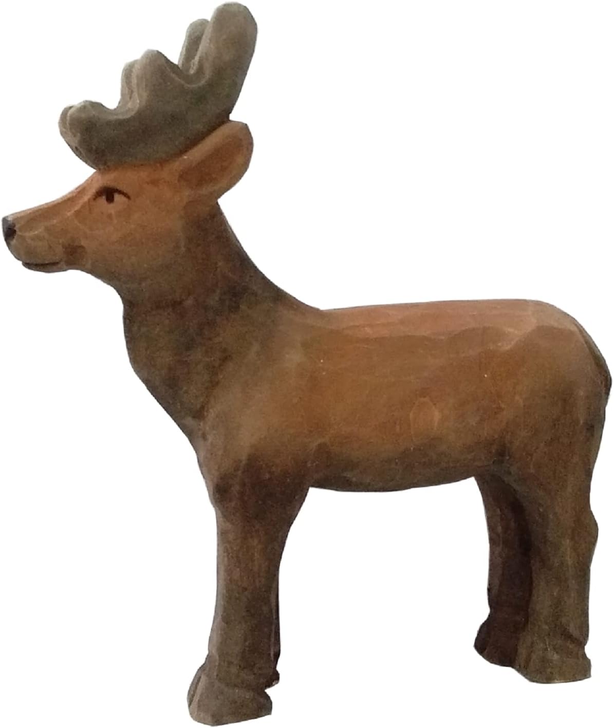40712 - Wild Animals, Deer, Wood, Handcarved, Hand-Painted, 11 cm x 10.5 cm