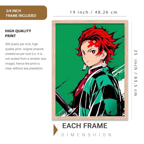 Image of walllane Anime Posters with Frame | Aesthetic Anime Characters Posters with Frames | Japanese Art Framed Poster for Bedroom Living Room Gaming Room Wall Decor Set Of 3 (19 X 25 inch)