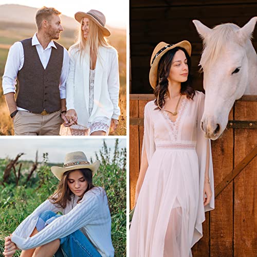 6 Pcs Cowboy Hat Band Replacement Handmade Ethnic Western Hat Belts Adjustable Hat Bands For Cowboy Hats Head Hat Band Collection For Straw Felt Fedora Panama Hats #TOP4