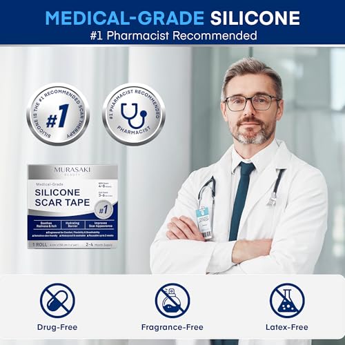 Image of Silicone Scar Sheets for Surgical Scars, 1.6″ x 60″ Roll, Medical Grade Silicone Scar Tape for C-Section, Keloid & Hypertrophic Scars, Reusable Scar Strip, 1 Pack