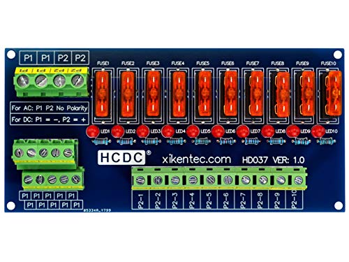 Screw Mount 10 Position Power Distribution Fuse Module Board, for 5 to 32V