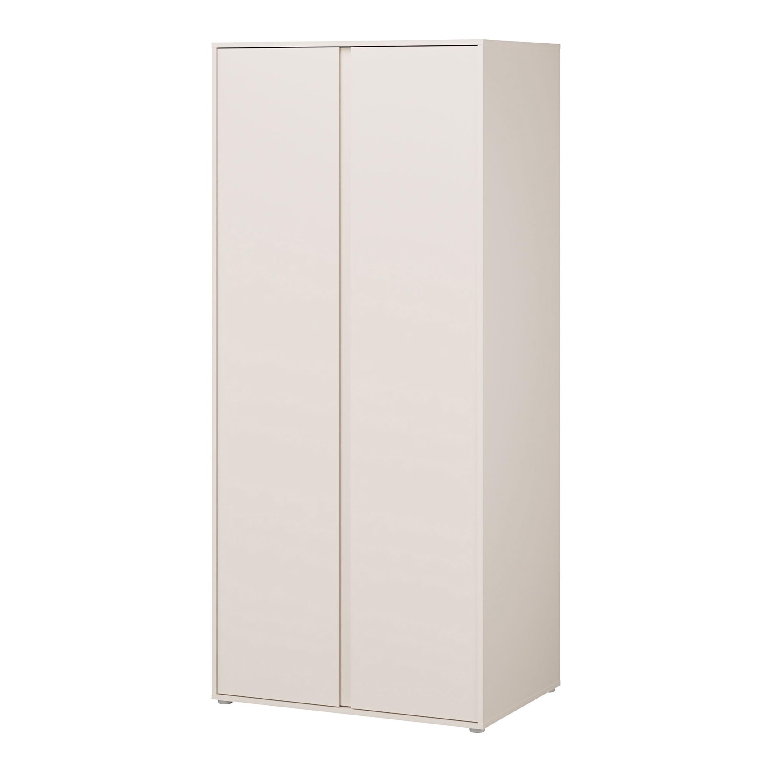 Forte LISSON Kleiderschrank 80 90, modern-minimalistischer Schrank, 2 Drehtüren, Einlegeboden und Kleiderstange, Holzwerkstoff, Kaschmir Beige, 86,2 cm breit x 193,7 cm hoch x 60,2 cm tief