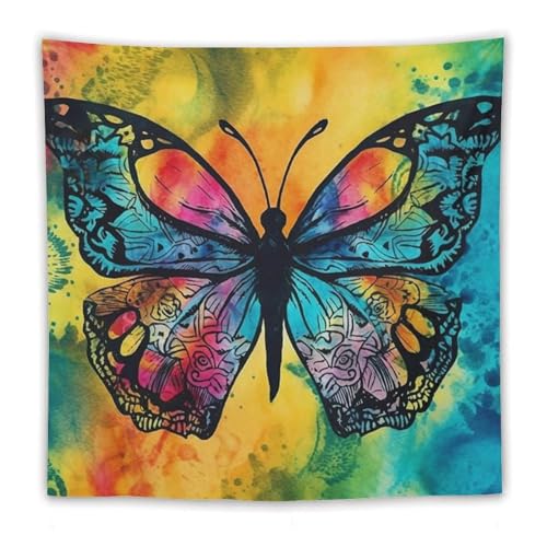 Tapisserie murale papillon tie dye grand format déco tissu salon LYHVSFZQ