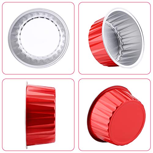 Eusoar Cupcake Liners Aluminum With Lids, 100Pcs 5Oz 125Ml Aluminum Foil Muffin Liners Cups, Disposable Aluminum Foil Cupcake Baking Cups Ramekins Holders Cases Boxes Pans With Lids #TOP2