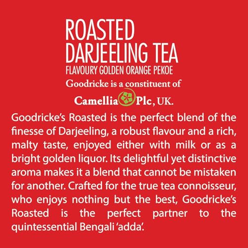 Image of Goodricke Roasted Darjeeling Tea Bags 25 Bags Pack of 1 | Original Long Leaf Chai | Flavoury Golden Orange Pekoe | Premium Black Tea | Rich Taste Flavor | Single Estate