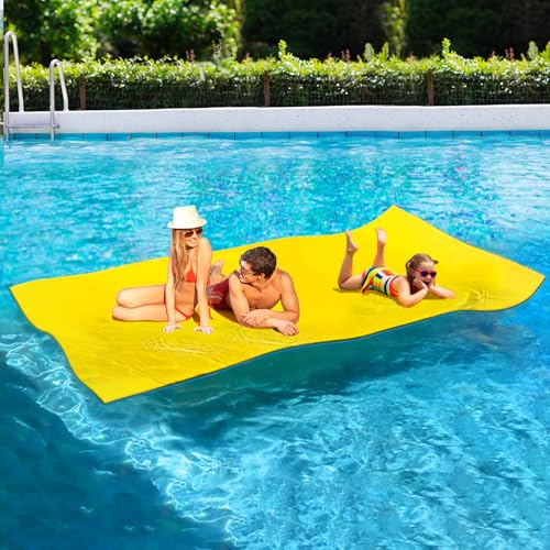 ZIPEAK Floating Mat for Lake, 8' x 4' Lily Pad, Floating Water Mat with 16' Rope, Large Capacity XPE...