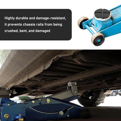 Image of Eratus Floor Jack Rubber Pad, Cross Groove Pinch Welded Side Frame Rail Protector Disc /Pad, Flexible Rubber Support Block Repair Accessories, Universal for Most Cars (Black)