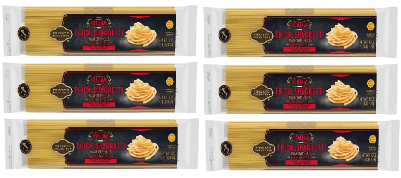 Italian Thick Spaghetti Macaroni Bronze Cut (6 Packs, 16 oz. each)
