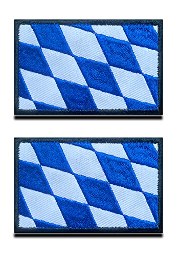 2 St. Bundesland Bayern Flagge Patch- Taktisch Bayerisch Emblem, Bestickter Aufnäher mit Verschluss, Militär Bänder für Rucksäcke Kleidung Taschen Uniform Weste Jersey Reisen -Blau