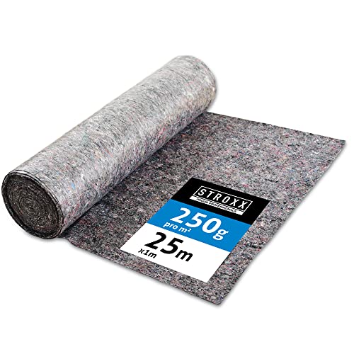STROXX Malervlies 1 x 25m mit 250g/m Abdeckvlies in Profi-Qualität mit PE Anti-Rutsch Beschichtung extra starkes Schutzvlies mehrfach verwendbar