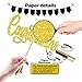 Congratulations Cake Topper, Congrats Grad Graduate, 2025 Graduation/Wedding/Birthday/Anniversary/Retirement Celebration Party Decorations Supplies, Gold Glitter