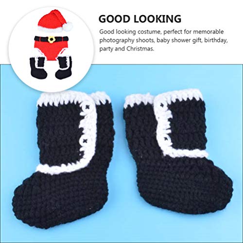 PRETYZOOM Pasgeboren Baby Fotografie Rekwisieten Kerstman Outfit Gehaakte Gebreide Kerst Kostuum Set Voor Fotoshoot Pasgeboren Baby - Afbeelding 7
