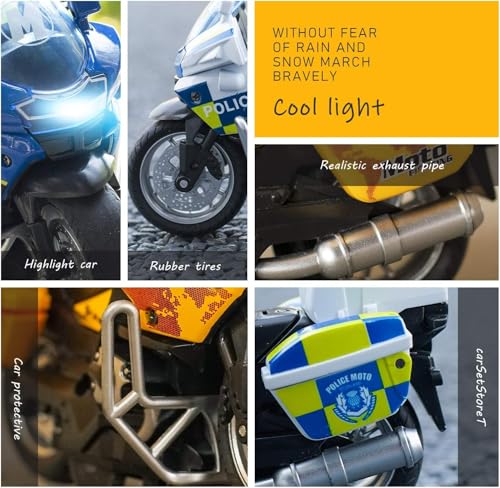 Image of FEXXA Police Motorcycle Toy - Pull Back Motorcycle Toys, Tiny Gift with Music Lighting, Latte Motorcycles Toy for Kids Boys Age 3-8 Year Old [NEW] (Moto-Fighting-Blue)