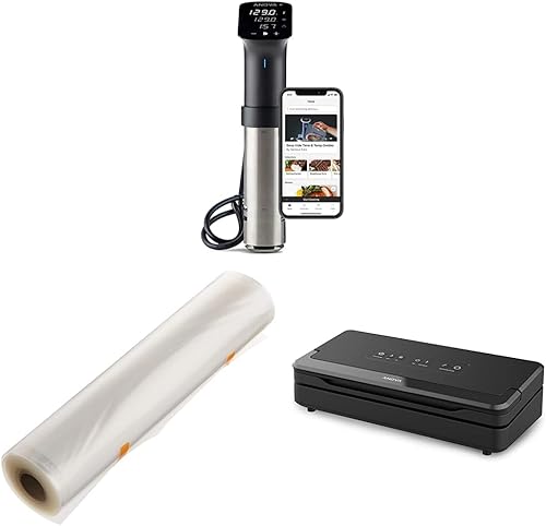 Anova Culinary Sous Vide Precision Cooker Pro y bolsa selladora al vacío de precisión (rollos), transparente, ANBR01 y sellador al vacío de