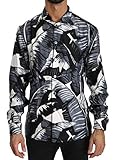  Dolce & Gabbana - - All - Black Banana Leaves 100% Silk Shirt - IT38  XS