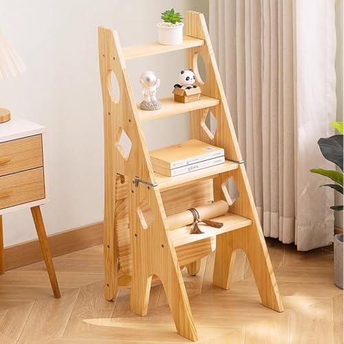 Silla de escalera de madera negra para espacios altos y orden 8
