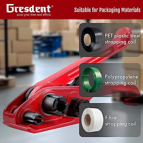 Image of Poly Strapping Tensioner & Cutter Manual Banding Tools Windlass for 1 /2 inch -3 /4 inch Width Polyester Polyproplyn Strap（Red-12 Pack）