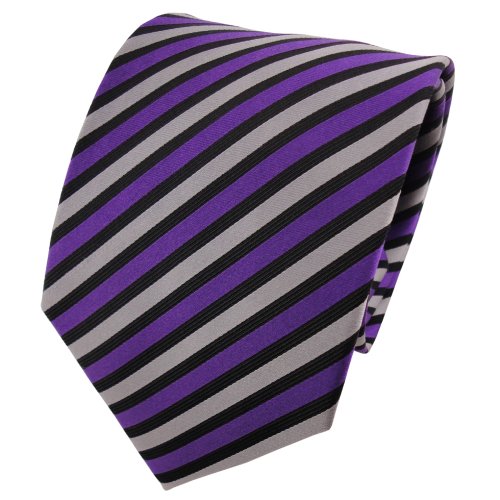 Cravate en soie lila argent noir rayé TigerTie homme