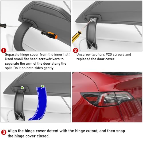 Image of Jaronx for Tesla Charging Port Cover Model 3 2017-2023 Model Y 2020-2023 | (NOT FIT 2024+), Rear Left Side Taillight Reflector for Tesla, Charging Port Covers Replacement 1084854-99-J