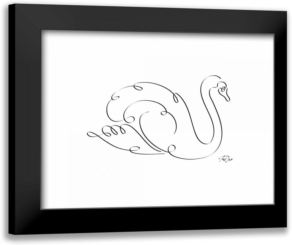 ArtDirect - Mahdavi, Gholam Reza 18x15 Black Modern Framed Art Print Titled: Swan