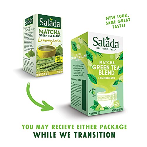 Salada Lemongrass Matcha Green Tea With 20 Individually Wrapped Tea Bags Per Box (Pack Of 6) Brew Hot Naturally Flavored Infused With Real Fruit Juice Green Tea Served Hot/ Cold #TOP6