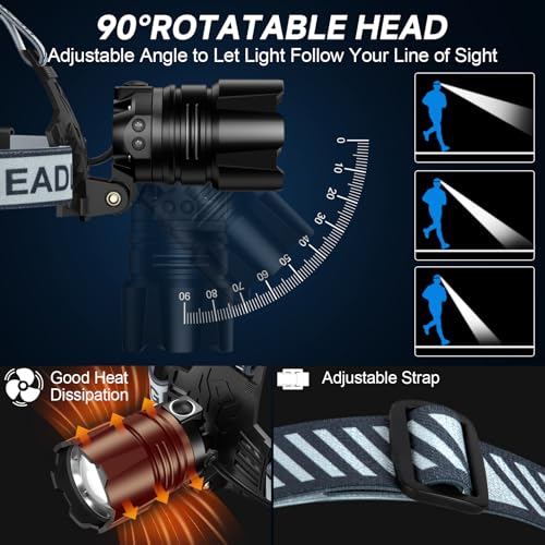 Faros delanteros recargables de 99000 lm y lámpara LED con sensor para frente 6