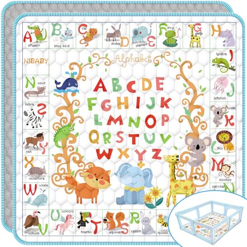 Image of Funshot Baby Play mat,50" X 50" Premium Foam ABC Animals Playpen Mat for Playing Crawling & Learning,Baby Play Mats for Floor, Non-Slip and Washable Crawling Mat for Newborns,Infants,Babies,Toddlers.