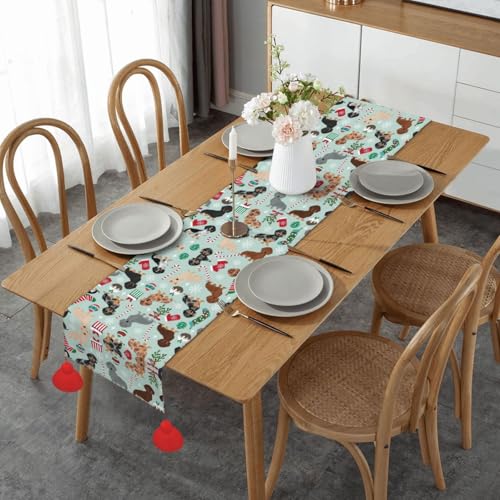 Chemin de table imprimé chien en lin de coton chic pour table basse - 2
