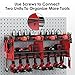 CCCEI Modular Power Tool Organizer Wall Mount with Charging Station. Garage 4 Drill Storage Shelf with Hooks, Screwdriver, Drill Bit Heavy Duty Rack, Tool Battery Holder Built in 8 Outlet Power Strip.