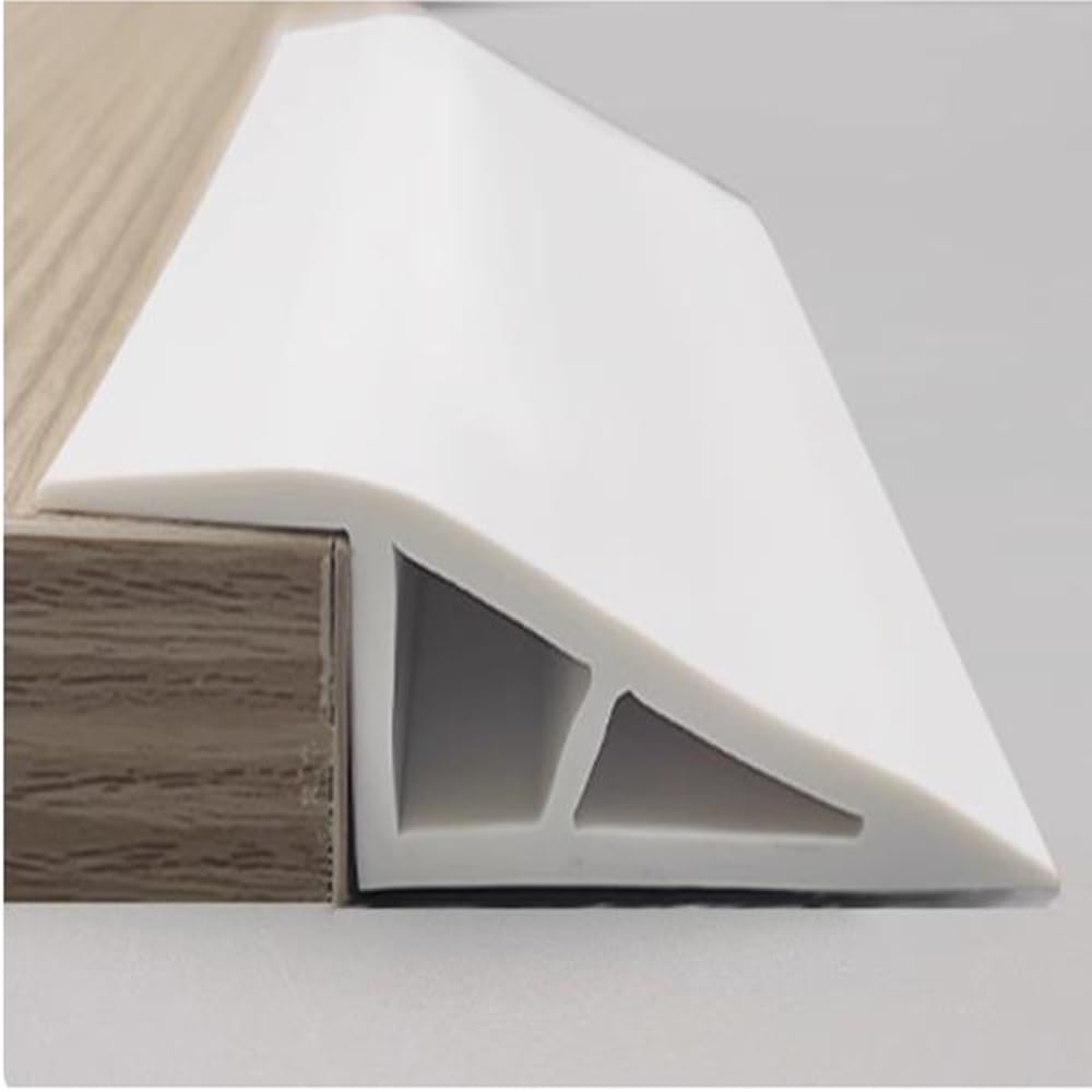 Psmpengamz White Pvc Floor Transition Strip, Carpet Edge Strip Self Adhesive, Flexible Carpet Edging Trim Strips, Height Compensation 0.4In(,3M)