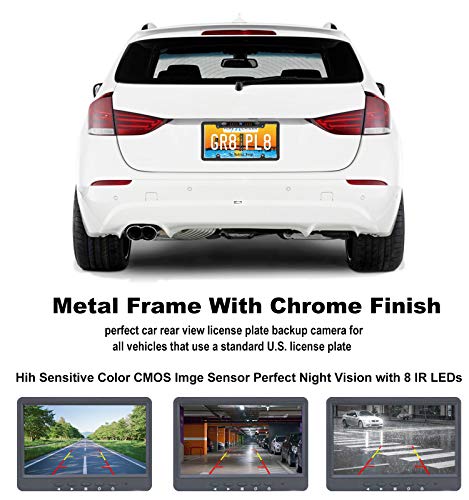 Jpp License Plate Backup Hd Camera, Rear View Camera 170° Viewing Angle Universal Night Vision Waterproof High Sensitive 7 Bright Led Reversing Car Camera #TOP2