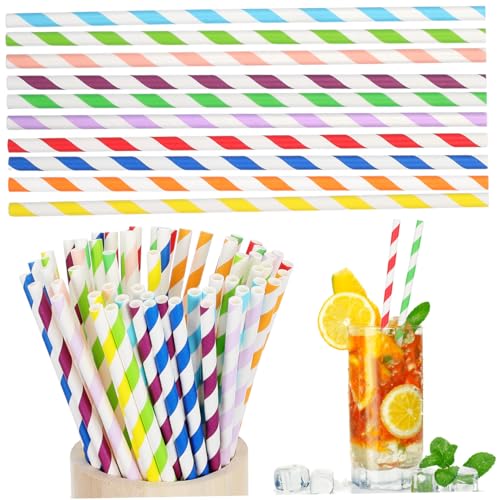 KOMBIUDA 250pcs Pitillos de Papel Rayados Decorativos miniatura 1