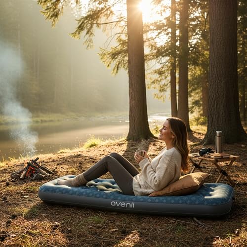 Matelas gonflable 191x73x22cm Avenli avec surface floquée et moelleuse - 5