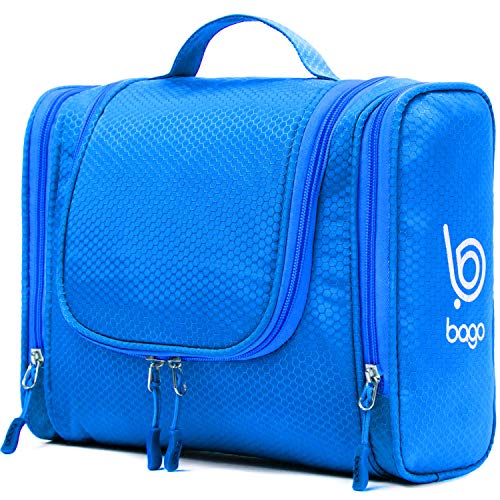 Bago Travel Toiletry Bag for Women and Men - Large Waterproof Hanging Large Toiletry Bag for Bathroom and Travel Bag for Toiletries Organizer -Makeup Bag (Blue)