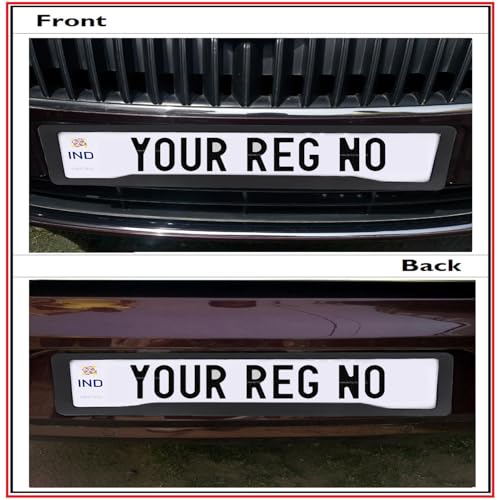 Image of KINGSWAY Elevate Car Number Plate Frames for All 2023 Onwards Models of Honda Car Registration Plate Holders, Black Licence Plate Covers (Front and Rear), Universal Size 51.5 x 14.5 cm