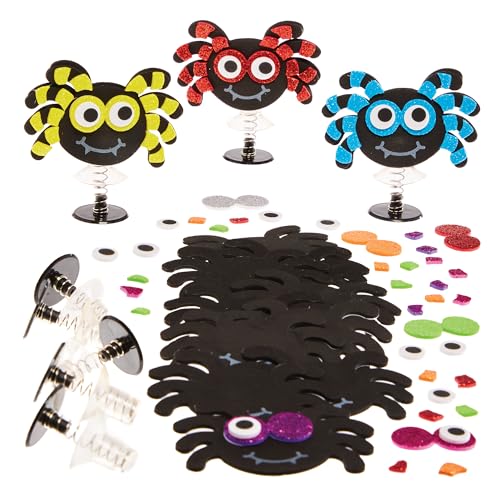 Baker Ross FX197 Springende Spinnen-Bastelsets - Packung mit 8, Halloween-Bastelsets zum Basteln und Spielen für Kinder