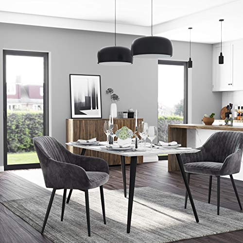 SONGMICS eetkamerstoel set van 2, fauteuil, gestoffeerde stoel met armleuningen, metalen poten, fluwelen bekleding… - Image 8
