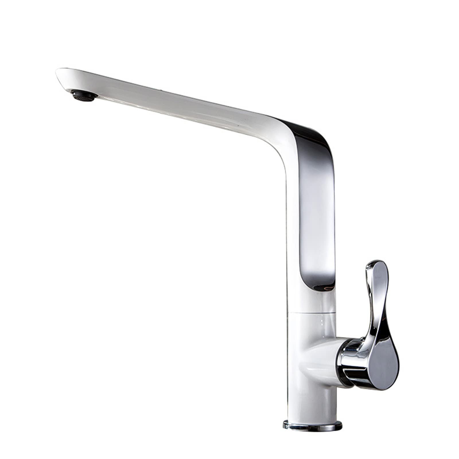 VDOQTLJT Kitchen Faucet Brass Single Handle Sink Deck Mounted Hot and Cold Water Faucets 360° Rotation Commercial Taps Gold(White+chrome)