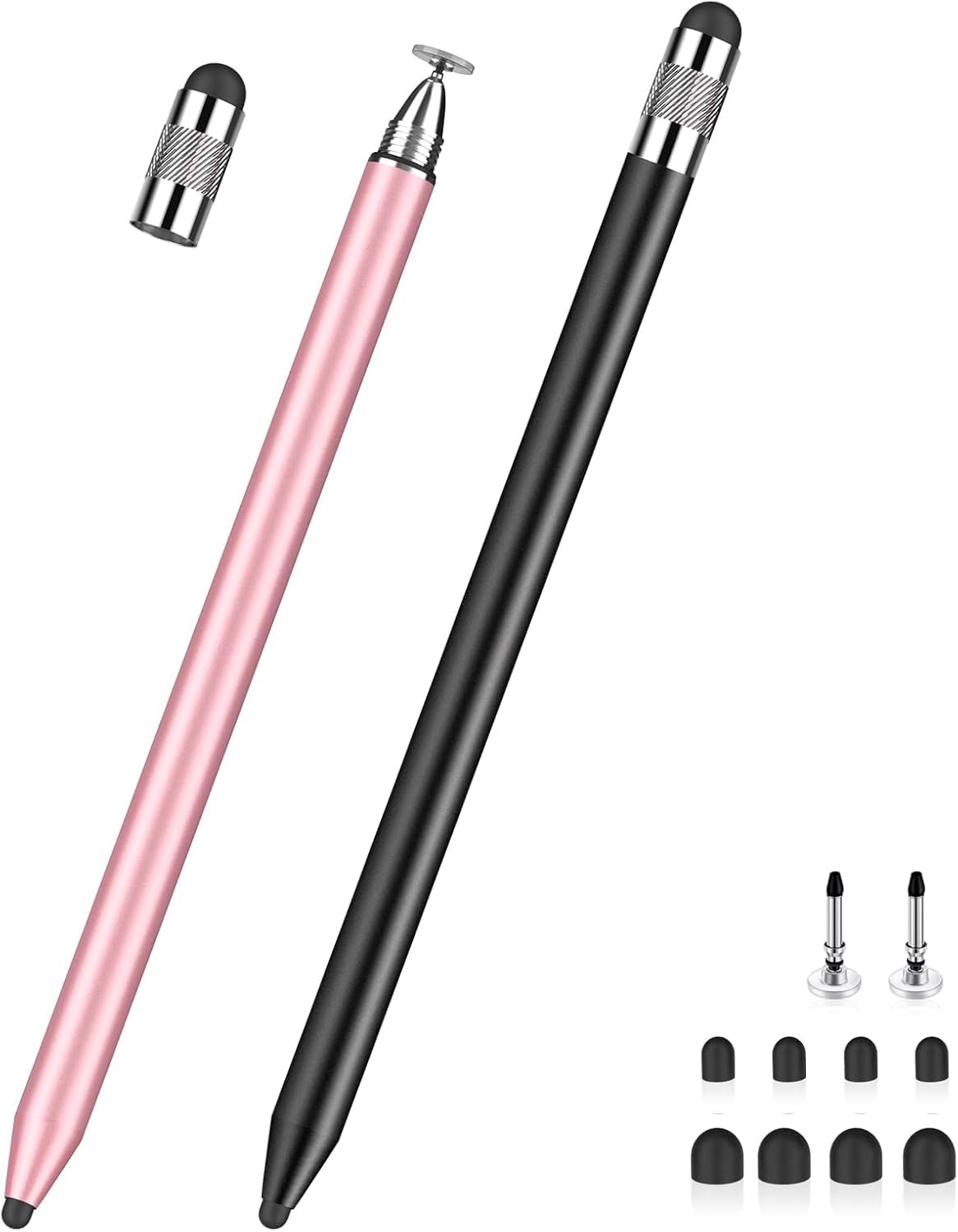 MEKO Stylus Pens for Touch Screens, Universal Tablet Pen Capacitive 2 in 1 Stylus for Switch/iPhone/iPad/pro/Mini/Air/Samsung/Tablet(Black + Rose Gold) — view 10