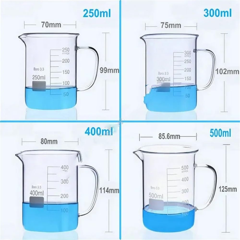 Vetreria da laboratorio 1 pz. Becher in vetro borosilicato 3.3 da 50 ml a 2000 ml con manico da laboratorio(2000ml)