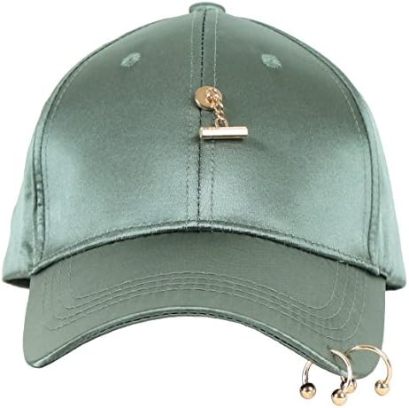 KooL Hop Mens Womens Gold Ring Piercing Shiny Silky Baseball Hip Hop Cap Khaki