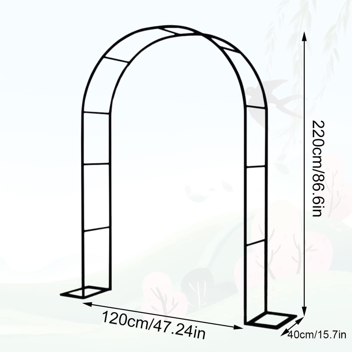 Arco de jardín de metal con revestimiento de zinc para plantas trepadoras, arco de rosas estable disponible en anchos de 120/140/180/200/240/350 cm, color blanco para jardín Det