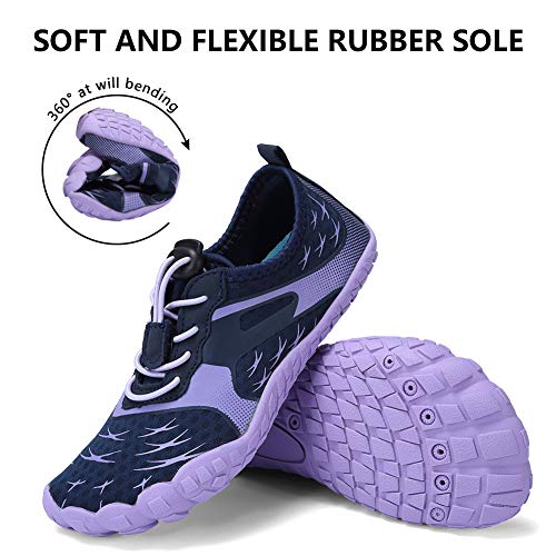 CIOR Boys & Girls Water Shoes Sports Aqua Athletic Sneakers Lightweight Sport Shoes(Toddler/Little Kid/Big Kid) U1ELJSX013-Navy.purple-28