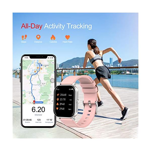 Smart Watch for Android Phones Compatible with iPhone Samsung, 1.69" Full Touch Screen Smartwatch with Heart Rate Monitor, Sleep Tracker, Message Call Reminder, Stopwatch, Fitness Tracker for Women