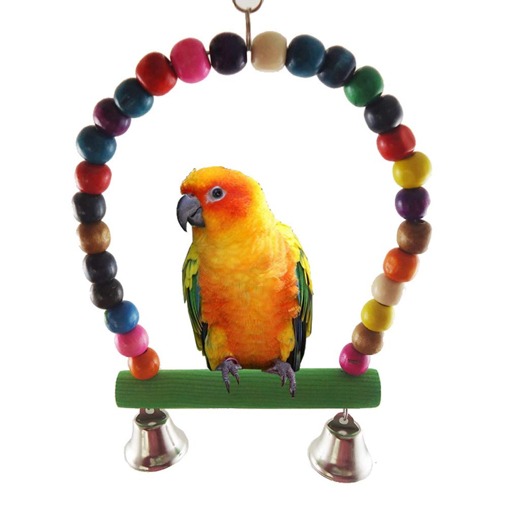 N / A 12 Pcs Bird Swing Chewing Toys, Parrot Hanging Cage Hammock Bell Swing Ladder Chewing Toys for Small Parakeet, Conure, Cockatiel, Mynah, Macaws and Love Birds
