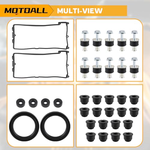Image of MOTOALL 11127513194 Valve Cover Gasket Set w /Grommets Seals Left & Right 11127513195 Fit for BMW 745Li 750i 645Ci 550i 650i 750Li 545i 650i X5 Alpina B7 2002-2010 4.4L 4.8L