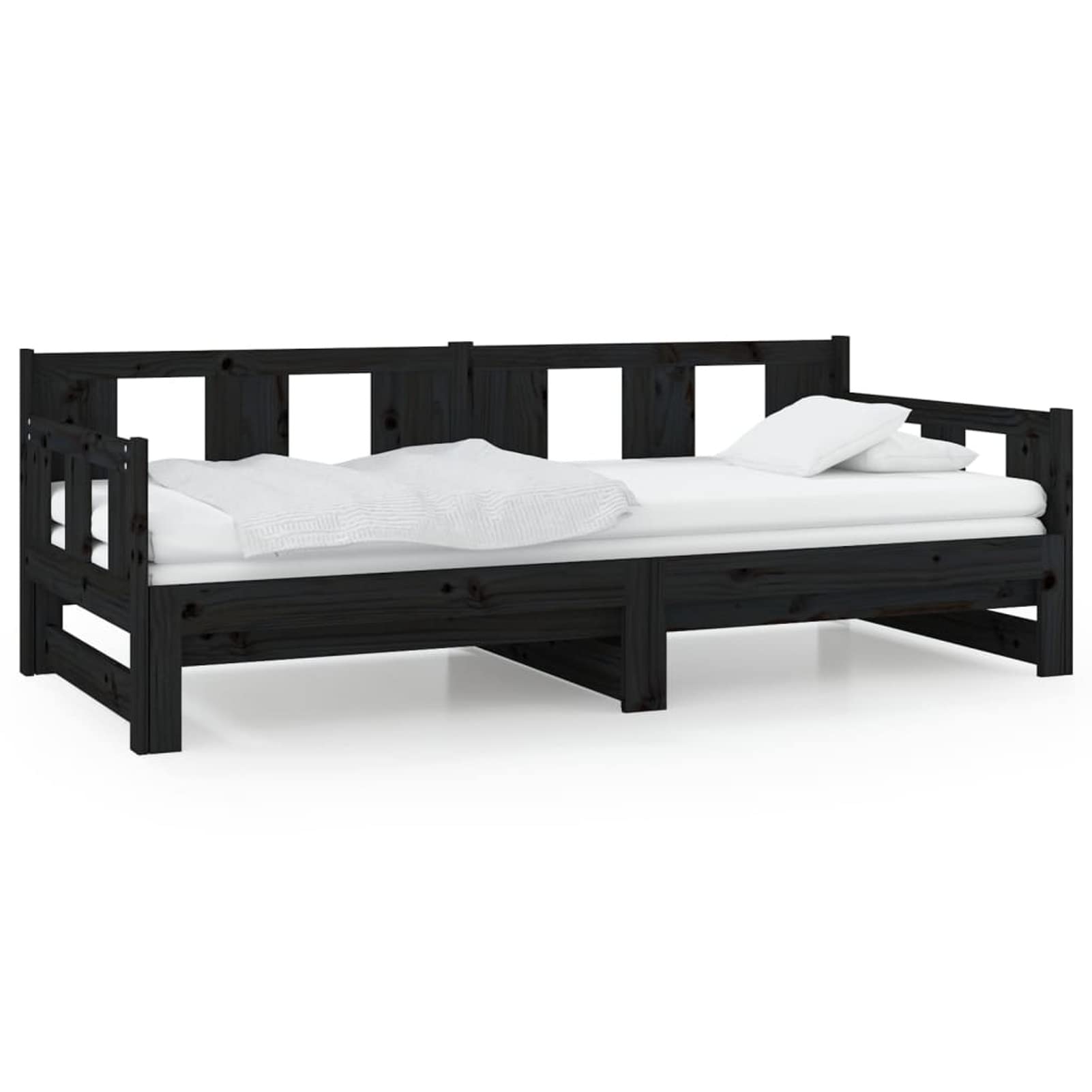 ShGaxin Letto Scorrevole Nero Legno di pino Solido 2X(80x200) cm,Letto con Sommier,Grande Telaio Per Letto,Letto Matrimoniale789
